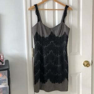 Tweed and lace cocktail dress.